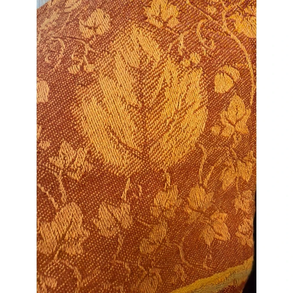 Fall Tablecloth Cotton Maple Leaf Burnt Orange Plus 7 Matching Napkins 52